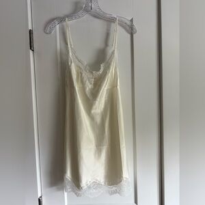SKIMS Ivory Woven Shine Lace Slip Dress